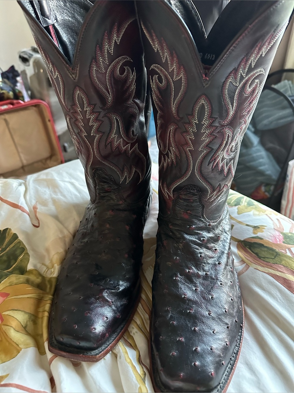 Nocona Black and Burgundy mens Cowboy Boots - Picture 5 of 10